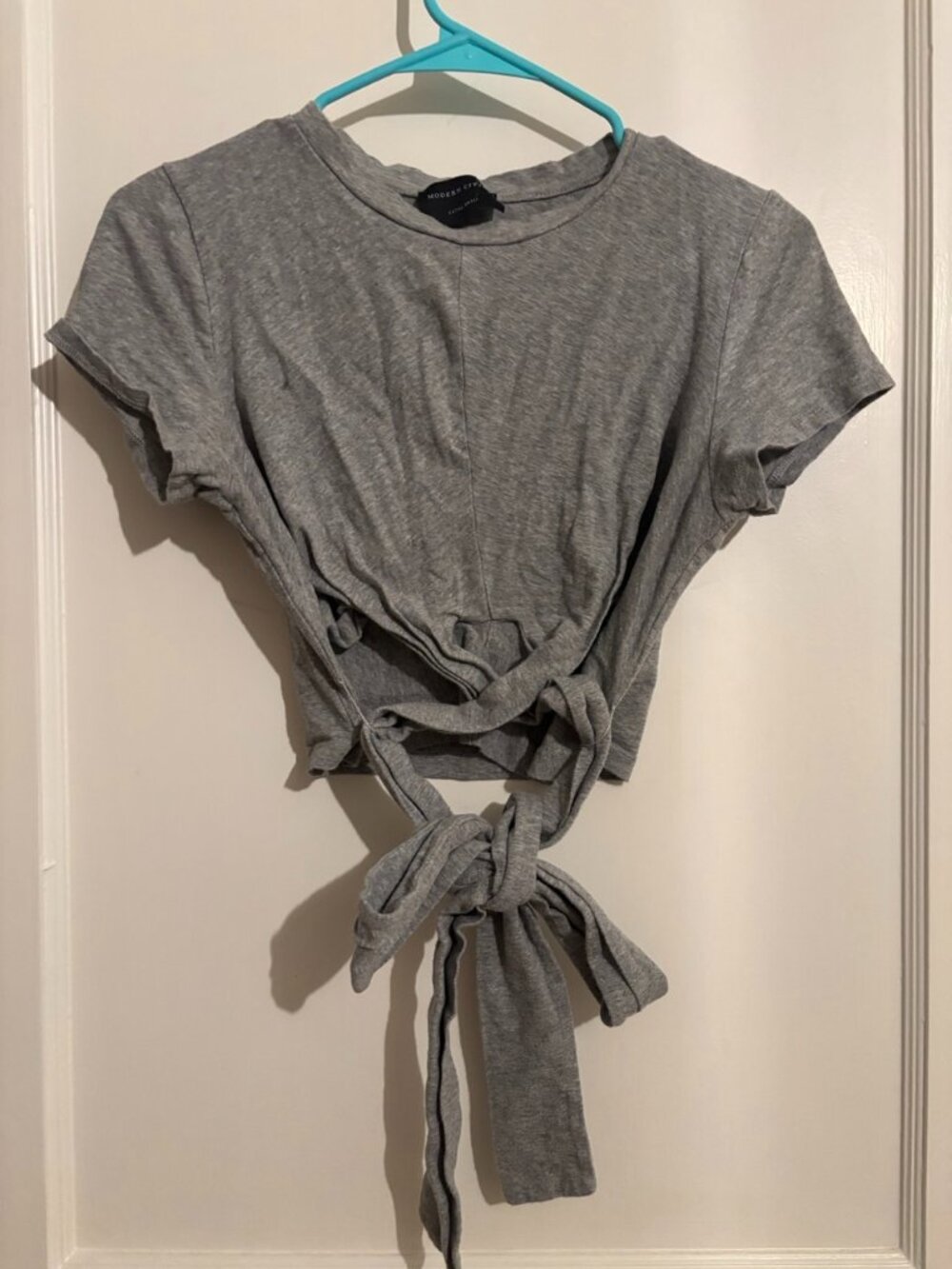 Modern Citizen Grey Front-Tie Cropped Tee